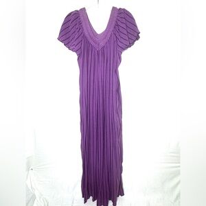 Soft Surroundings Purple Flutter Sleeve Maxi MuMu Lounge House Dress Beach